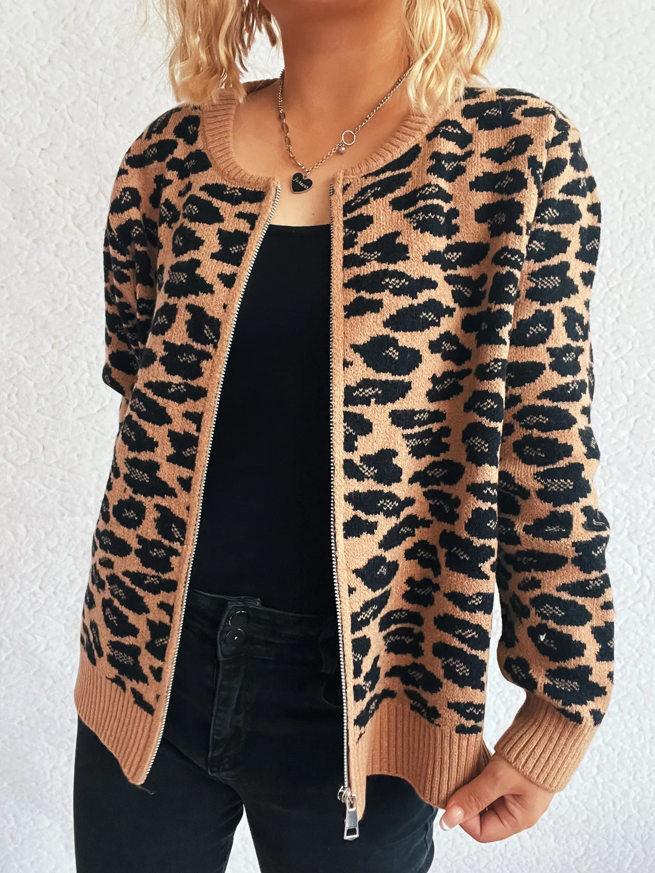Zip Up Long Sleeve Cardigan - Image 30