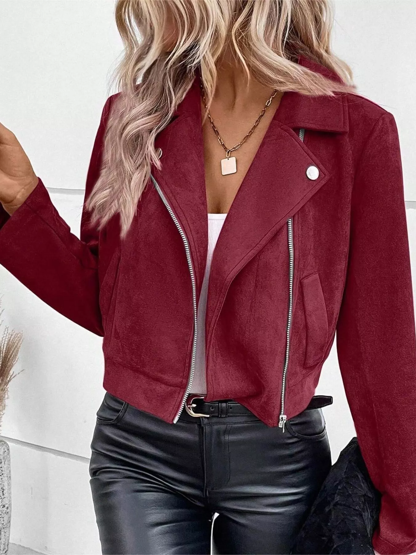 Zip Up Moto Jacket - Image 9