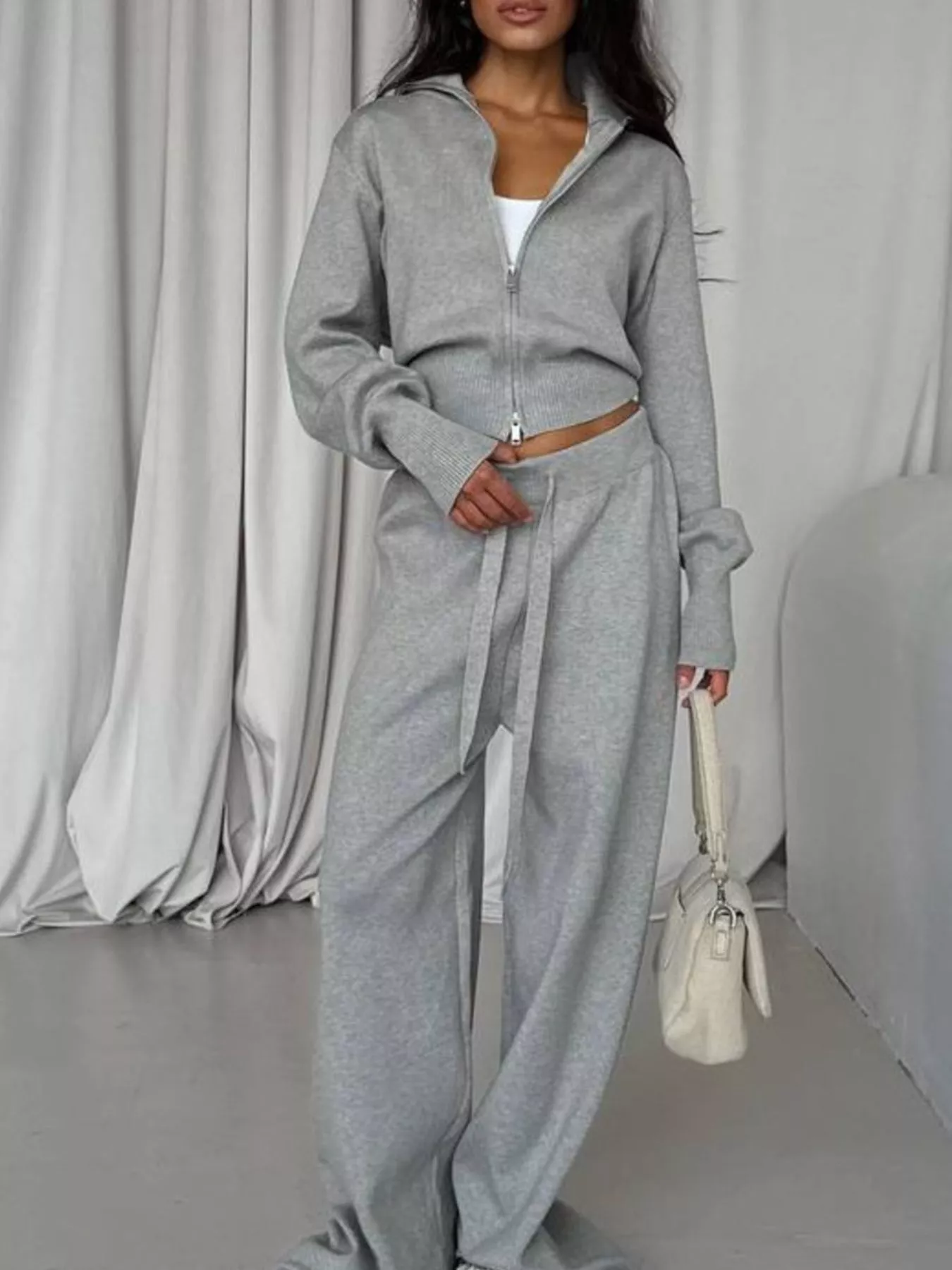 Zip-Up Outerwear and  Drawstring Pants Set - Image 7
