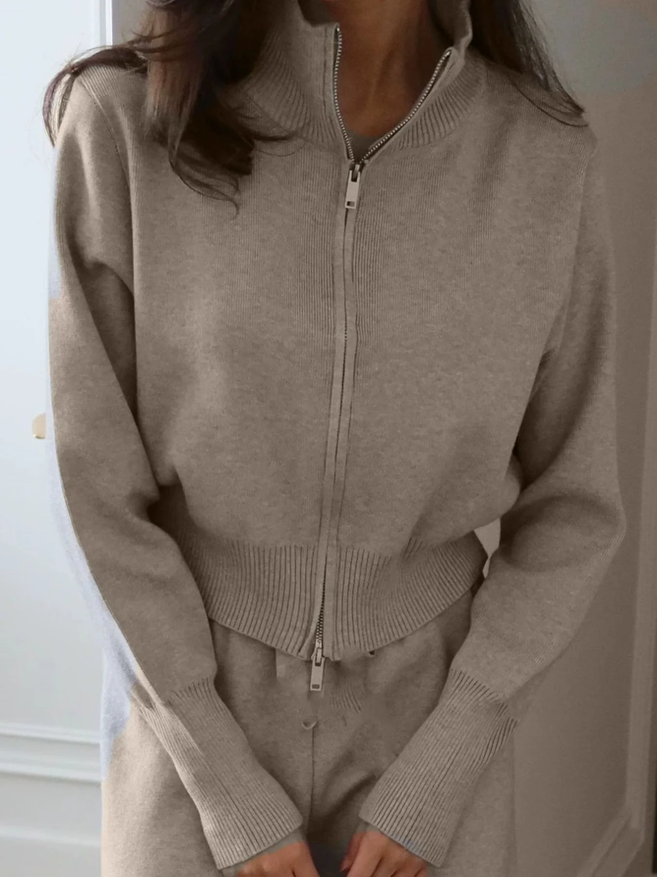 Zip Up Outerwear and Wide Leg Pants Set - Image 17