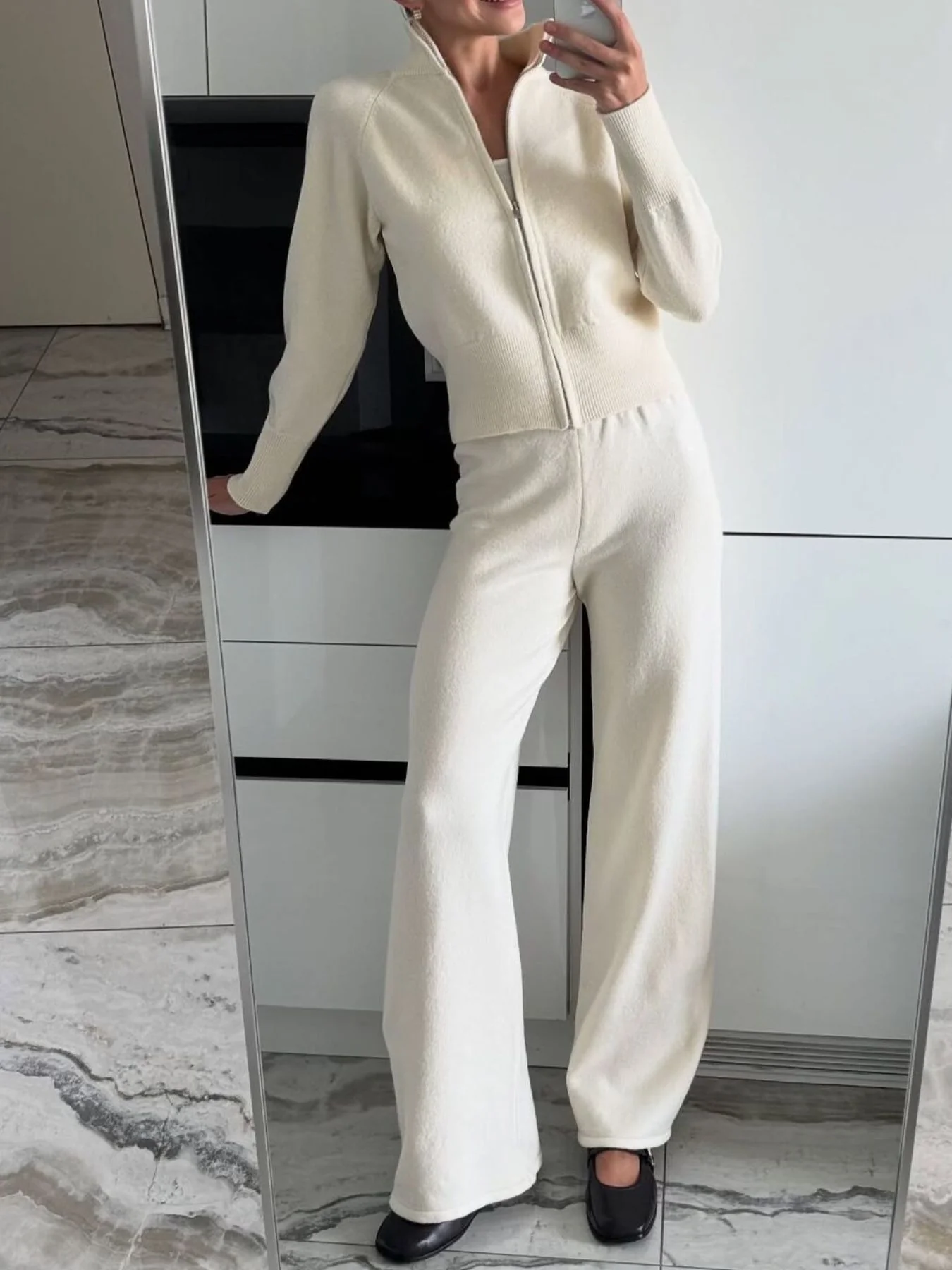 Zip Up Outerwear and Wide Leg Pants Set - Image 19