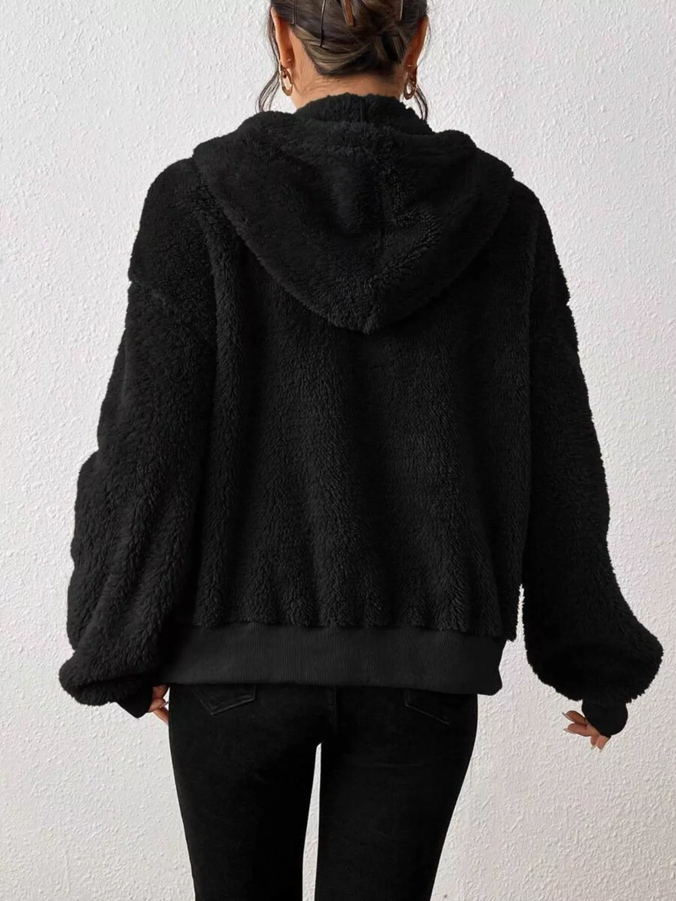 Zip-Up Plush Hooded Outerwear - Image 2