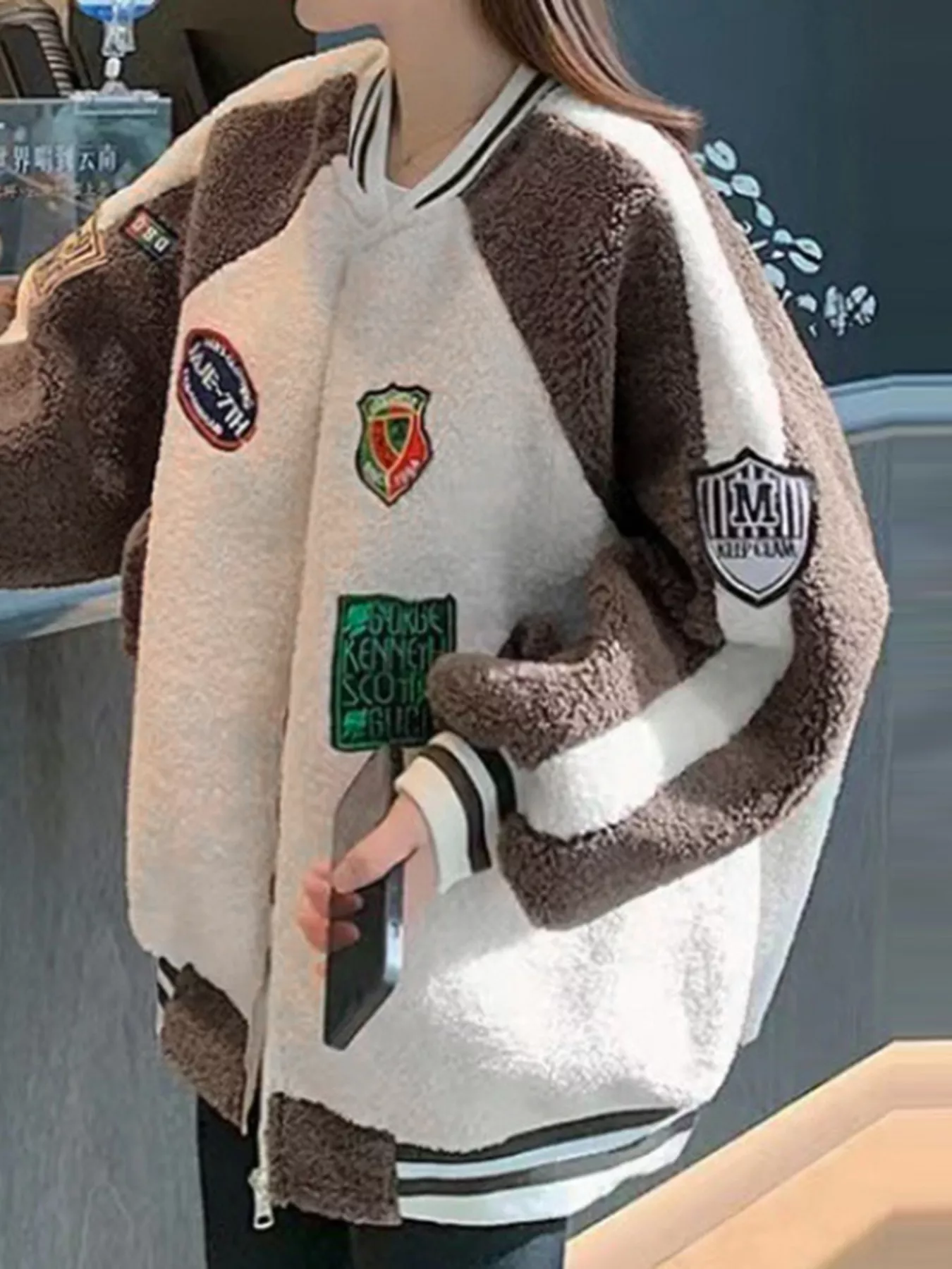 Zip Up Raglan Sleeve Fleece Jacket - Image 2