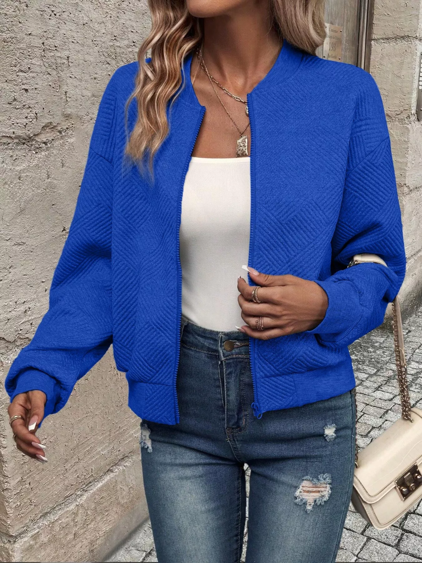 Zip-Up Textured Long Sleeve Jacket - Image 17